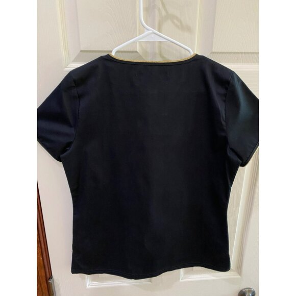 Koi Limited Edition Nicole Black Scrub Top Style 247C W/ Gold Trim S Womens V-Ne - Picture 6 of 6